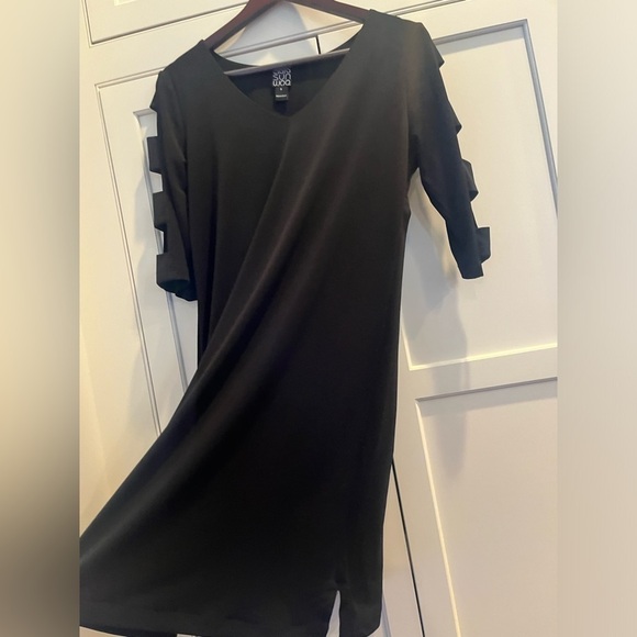 Clara Sun Woo Womens Size Small Black Stretch Tunic Shirt Arm Cutouts - Picture 5 of 7